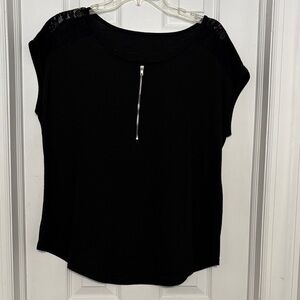 Black Women's Top with Zipper Detail